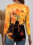 Women Halloween Long Sleeve Tee T-shirt Crew Neck Vintage Spring/Fall Top