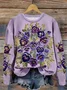 Women Floral Crew Neck Printing Casual Spring/Fall Long Sleeve Sweatshirt
