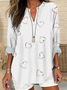 Women Heart/Cordate Long Sleeve Blouse Spring/Fall Printing V Neck Daily Casual Top