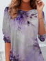 Women Abstract Long Sleeve Tee T-shirt Crew Neck Printing Casual Spring/Fall Graphic Tee Top