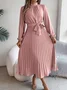 Women Plain Short Sleeve Summer Split Joint Dress Stand Collar Daily Vintage Maxi Tank A-Line Dress