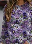 Women Floral Crew Neck Printing Casual Spring/Fall Long Sleeve Sweatshirt
