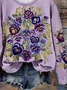Women Floral Crew Neck Printing Casual Spring/Fall Long Sleeve Sweatshirt