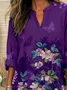 Women Floral Long Sleeve Blouse Spring/Fall Printing V Neck Daily Casual Top