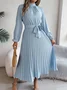 Women Plain Short Sleeve Summer Split Joint Dress Stand Collar Daily Vintage Maxi Tank A-Line Dress