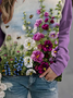 Women Floral Crew Neck Printing Casual Spring/Fall Long Sleeve Sweatshirt