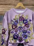 Women Floral Crew Neck Printing Casual Spring/Fall Long Sleeve Sweatshirt