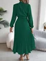 Women Plain Short Sleeve Summer Split Joint Dress Stand Collar Daily Vintage Maxi Tank A-Line Dress
