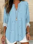 Women Heart/Cordate Long Sleeve Blouse Spring/Fall Printing V Neck Daily Casual Top