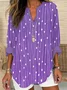 Women Abstract Long Sleeve Blouse Spring/Fall Printing V Neck Daily Casual Top
