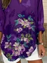 Women Floral Long Sleeve Blouse Spring/Fall Printing V Neck Daily Casual Top