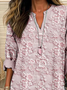 Women Floral Long Sleeve Blouse Spring/Fall Printing V Neck Daily Casual Top