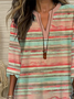Women Abstract Stripes Long Sleeve Blouse Spring/Fall Printing V Neck Daily Casual Top