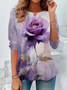 Women Abstract Long Sleeve Tee T-shirt Crew Neck Printing Casual Spring/Fall Graphic Tee Top