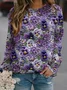 Women Floral Crew Neck Printing Casual Spring/Fall Long Sleeve Sweatshirt