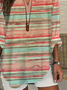 Women Abstract Stripes Long Sleeve Blouse Spring/Fall Printing V Neck Daily Casual Top