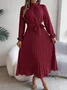 Women Plain Short Sleeve Summer Split Joint Dress Stand Collar Daily Vintage Maxi Tank A-Line Dress