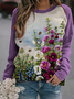 Women Floral Crew Neck Printing Casual Spring/Fall Long Sleeve Sweatshirt