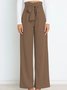 Women Plain Long Elastic Waist Pants Casual Spring/Fall Trousers