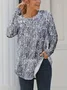 Women Abstract Long Sleeve Tee T-shirt Crew Neck Printing Casual Spring/Fall Graphic Tee Top