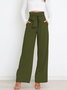 Women Plain Long Elastic Waist Pants Casual Spring/Fall Trousers