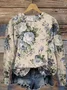 Women Floral Crew Neck Printing Casual Spring/Fall Long Sleeve Sweatshirt
