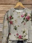 Women Floral Crew Neck Printing Casual Spring/Fall Long Sleeve Sweatshirt