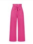 Women Plain Long Elastic Waist Pants Casual Spring/Fall Trousers