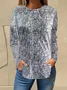 Women Abstract Long Sleeve Tee T-shirt Crew Neck Printing Casual Spring/Fall Graphic Tee Top