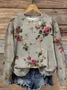 Women Floral Crew Neck Printing Casual Spring/Fall Long Sleeve Sweatshirt