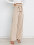 Women Plain Long Elastic Waist Pants Casual Spring/Fall Trousers