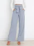 Women Plain Long Elastic Waist Pants Casual Spring/Fall Trousers