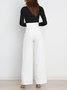 Women Plain Long Elastic Waist Pants Casual Spring/Fall Trousers