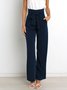 Women Plain Long Elastic Waist Pants Casual Spring/Fall Trousers