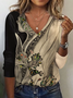 Women Floral Long Sleeve Tee T-shirt V Neck Printing Casual Spring/Fall Graphic Tee Top