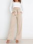 Women Plain Long Elastic Waist Pants Casual Spring/Fall Trousers