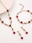 French Retro Flower Jewelry Set Romantic Rose Bracelet Niche Versatile High-end Necklace 3-piece Set