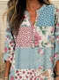 Women Floral Long Sleeve Blouse Spring/Fall Printing V Neck Daily Casual Top