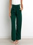 Women Plain Long Elastic Waist Pants Casual Spring/Fall Trousers