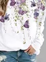 Women Butterfly Crew Neck Printing Casual Spring/Fall Long Sleeve Sweatshirt