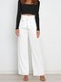Women Plain Long Elastic Waist Pants Casual Spring/Fall Trousers
