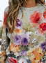 Women Floral Crew Neck Printing Casual Spring/Fall Long Sleeve Sweatshirt