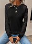 Women Geometric Long Sleeve Tee T-shirt Crew Neck Jacquard Vintage Spring/Fall Top