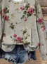 Women Floral Crew Neck Printing Casual Spring/Fall Long Sleeve Sweatshirt