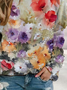 Women Floral Crew Neck Printing Casual Spring/Fall Long Sleeve Sweatshirt