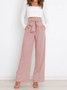 Women Plain Long Elastic Waist Pants Casual Spring/Fall Trousers