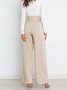 Women Plain Long Elastic Waist Pants Casual Spring/Fall Trousers