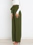 Women Plain Long Elastic Waist Pants Casual Spring/Fall Trousers