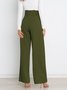 Women Plain Long Elastic Waist Pants Casual Spring/Fall Trousers