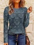 Women Floral Long Sleeve Tee T-shirt Crew Neck Printing Casual Spring/Fall Graphic Tee Top